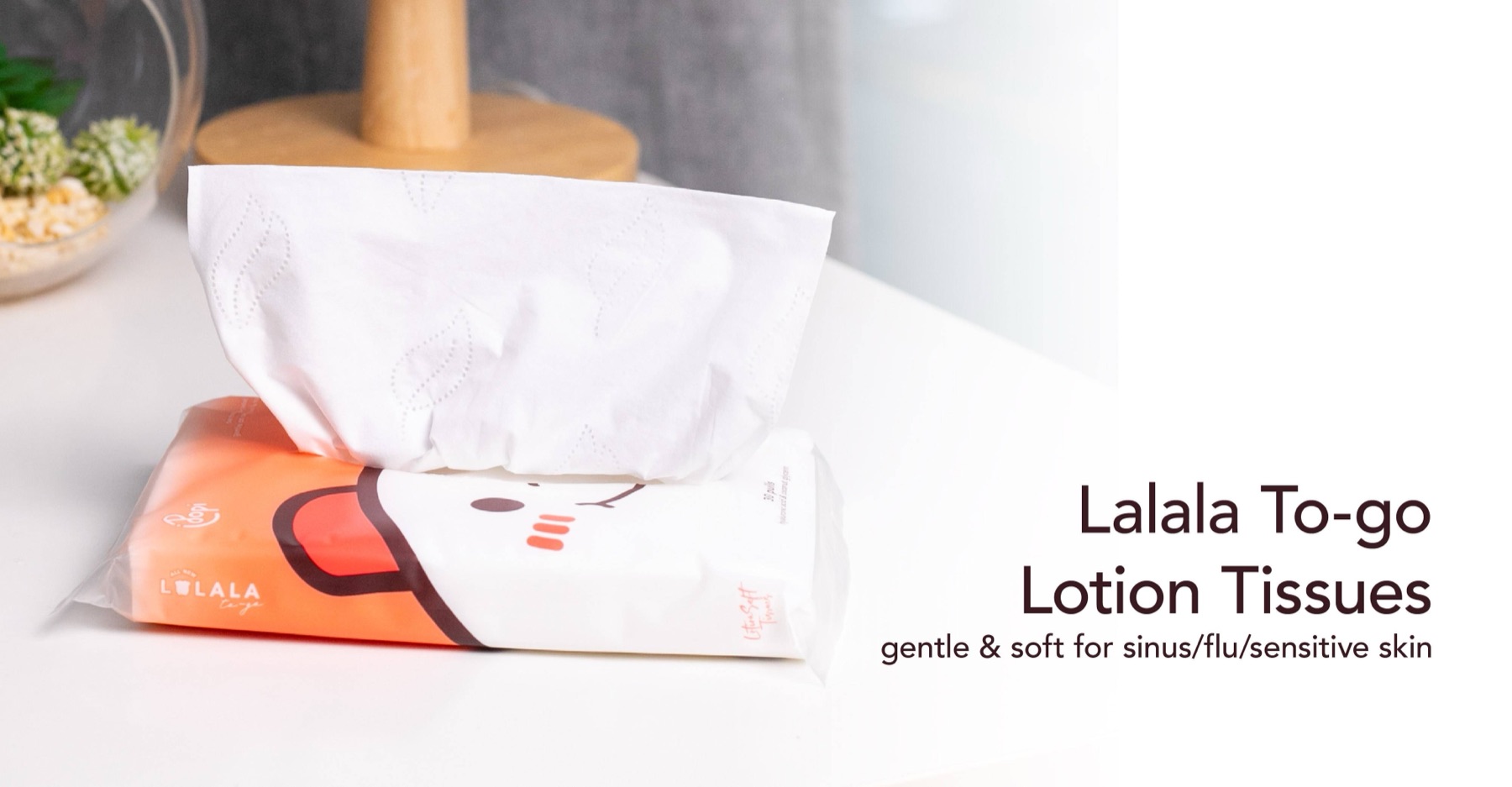 LaLaLa To-go lotion tissues on a table